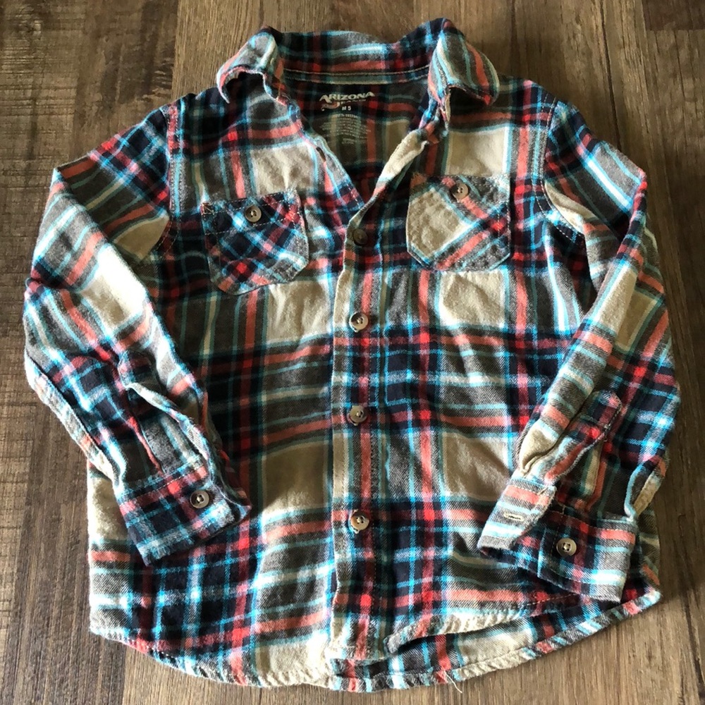 Boys Arizona Jeans Plaid Flannel Shirt Size 5